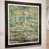 Framed signed garden bridge artwork close view