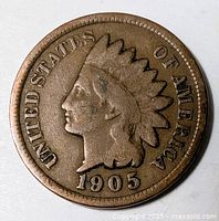 Obverse of 1905 Indian Head cent