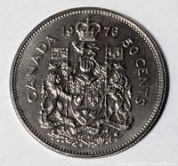 Full view of reverse side showing date 1976 and denomination