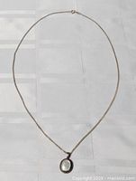 Full view of sterling silver necklace with pendant attached