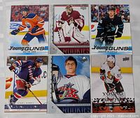 Six Upper Deck Young Guns rookie cards laid out three by two