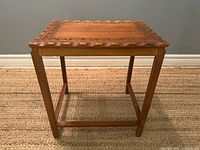 Full view of camphor wood end table