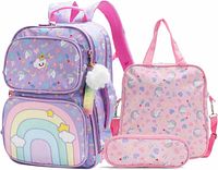 Front view of full three-piece set showing backpack, tote and pencil case