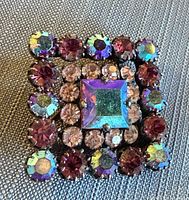 front view of brooch showing rhinestone arrangement