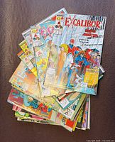Stacked view of all Excalibur comic books