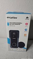 Retail box front showing LaView Wi-Fi Video Doorbell features
