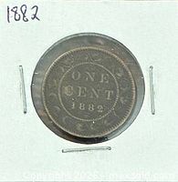 Reverse showing ONE CENT 1882 legend