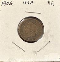 Obverse of 1906 Indian Head cent in cardboard flip