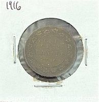 Reverse of 1916 Canadian large cent in 2x2 holder