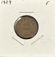 Reverse of 1929 Canada one cent showing denomination and date