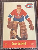 Front of 1955-56 Parkhurst Gerry McNeil card in sleeve