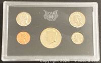 Front view of sealed 5-coin 1971 proof set in plastic holder