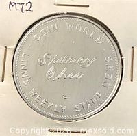 Obverse with text and "Sidney Ohio" inscription