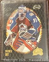 Front of Patrick Roy Pinnacle Summit card with gold foil design
