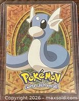 Front of Topps Pokémon Movie Edition Dratini trading card in sleeve