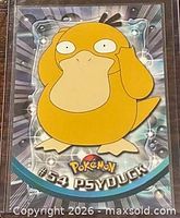 Front of 1999 Topps Pokémon TV Psyduck #54 card in sleeve