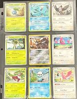 Front view of all nine Pokémon cards in sleeve