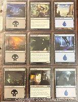 Front view of the 9 cards in binder sheet