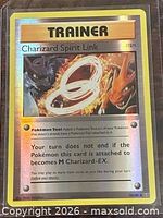Front of Charizard Spirit Link reverse holo card in sleeve