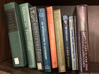 Shelf view showing all book spines left to right