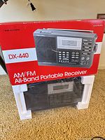 Box front showing Realistic DX-440 receiver image and branding