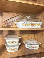 Rectangular casserole with lid, square casserole with lid, two petite casseroles