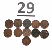Obverse view of 11 Indian Head cents