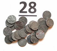 Group view of all 28 1943 steel cents