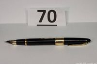 Full view of black and gold Sheaffer fountain pen