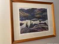 Front view of framed Mirror Lake print showing full artwork, mat and gold-tone frame