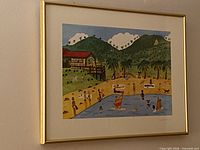 Framed print on wall showing full artwork, mat and frame