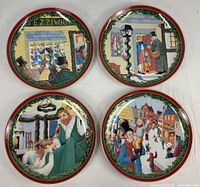 All four Dickens’ Village plates front view