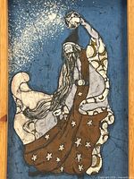 Full view of framed batik wizard artwork