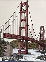 Close view of print showing bridge, Fort Point, colouring detail