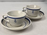 two cups on two saucers showing overall set