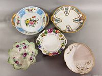 All five porcelain bowls grouped for overall view