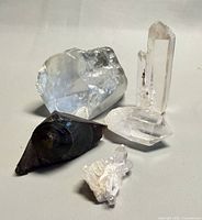 group view of five quartz pieces