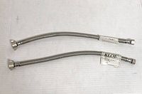 Both stainless braided toilet connectors displayed