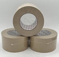 Three rolls tan flatback packing tape stacked