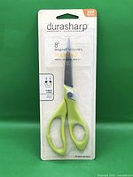 Front of sealed Durasharp 8" magnet scissors on retail card
