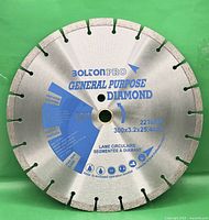 Front face showing Bolton Pro branding, diameter, and tooth segments
