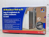 Front of boxed Dundas Jafine all-metal dryer hook-up kit