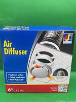 Front view of boxed 6-inch Dundas-Jafine air diffuser