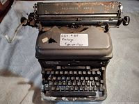Top view of typewriter with keys, carriage, and cover on platen