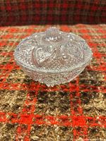 Candy dish with lid showing overall shape and pattern