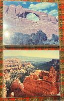 Both 8x10 photographs in sleeves, arch formation on top, Bryce Canyon below