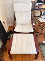 Chair and ottoman assembled with cushions in place