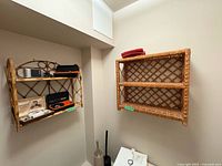 Both wicker wall shelves mounted on walls
