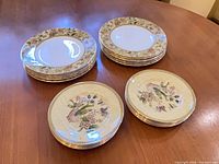 Stacked plates showing both side and salad plate designs