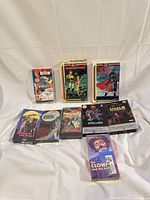 Group shot showing all nine videocassettes